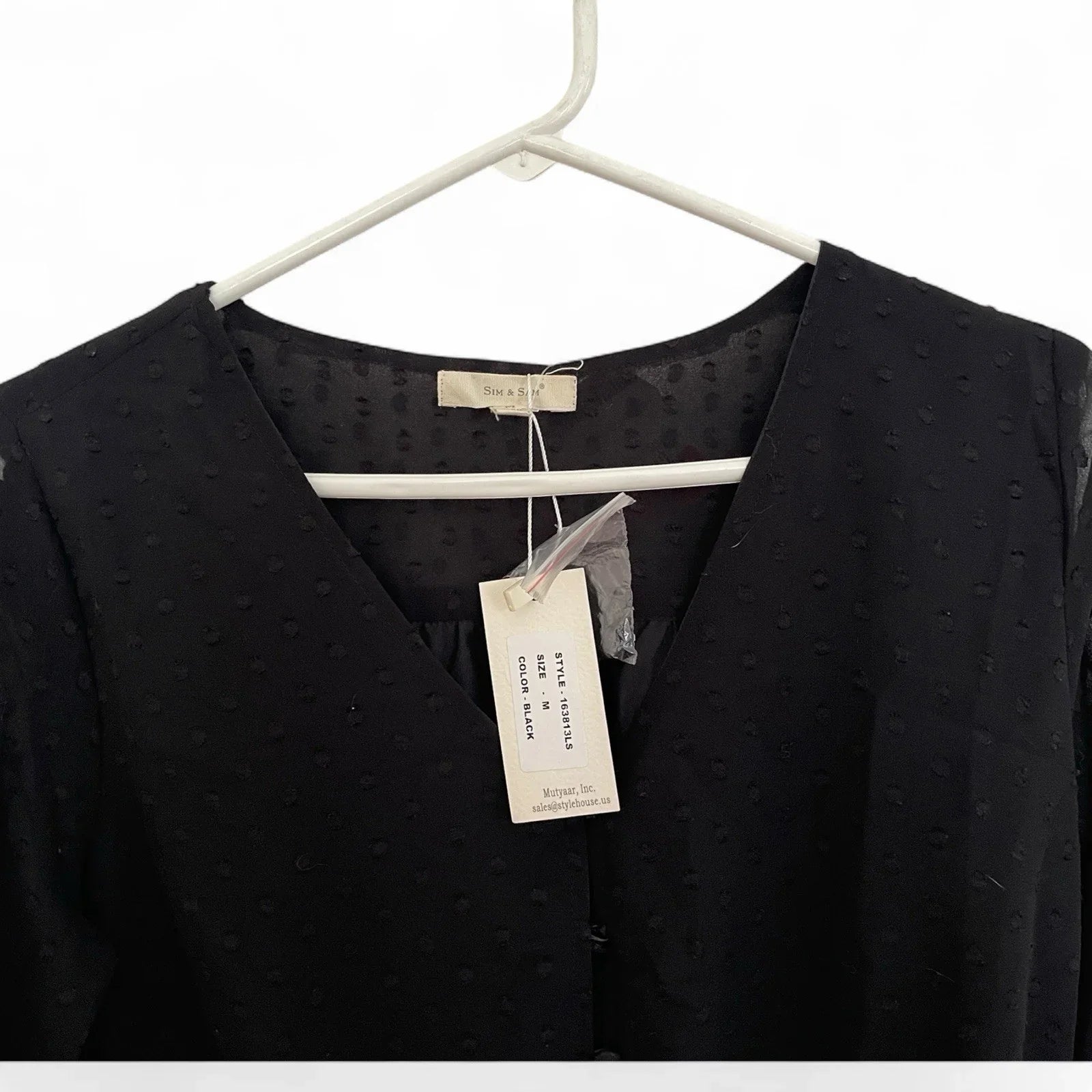 Sim & Sam Women’s Long Sleeve Cropped Blouse Black Size M Cocktail - Trendiez U ♥ 