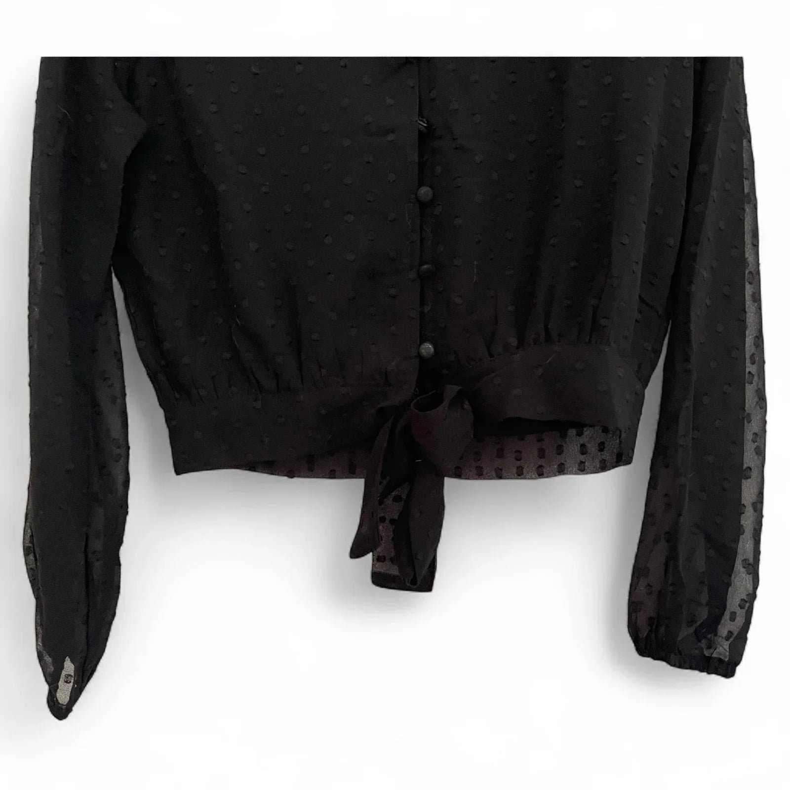 Sim & Sam Women’s Long Sleeve Cropped Blouse Black Size M Cocktail - Trendiez U ♥ 
