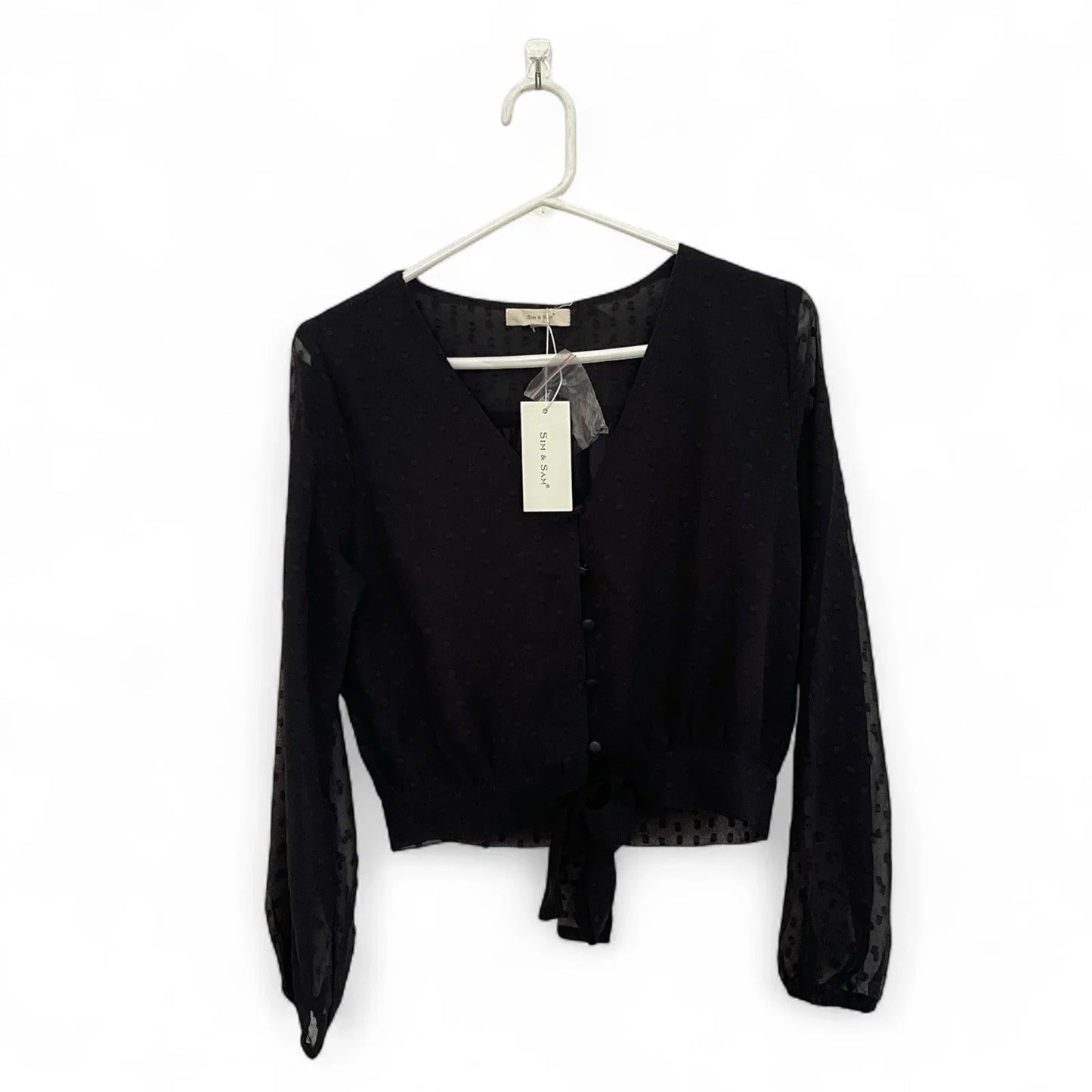 Sim & Sam Women’s Long Sleeve Cropped Blouse Black Size M Cocktail - Trendiez U ♥ 