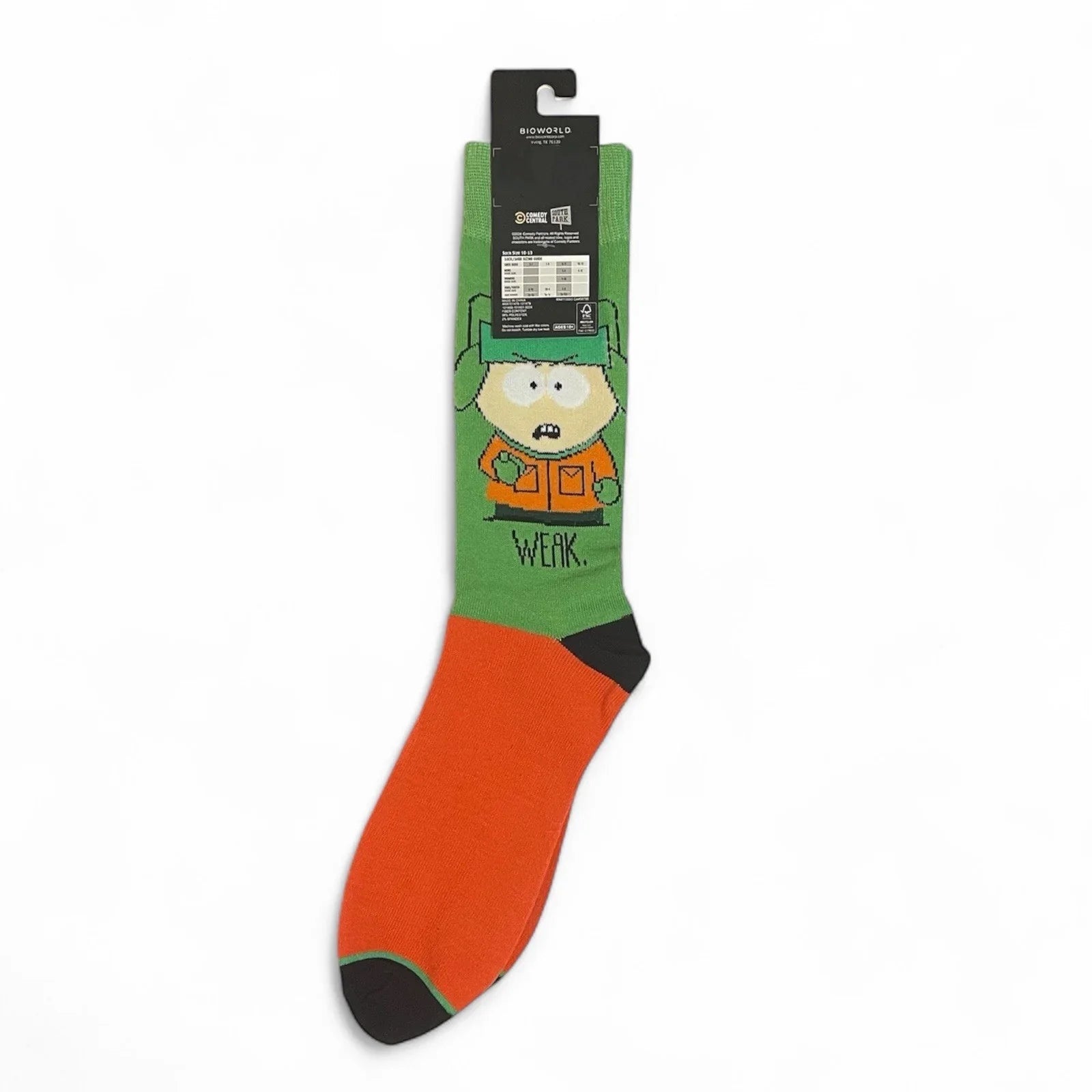 South Park Kyle Dude Weak Crew Socks Size 8-12 - Trendiez U ♥ 
