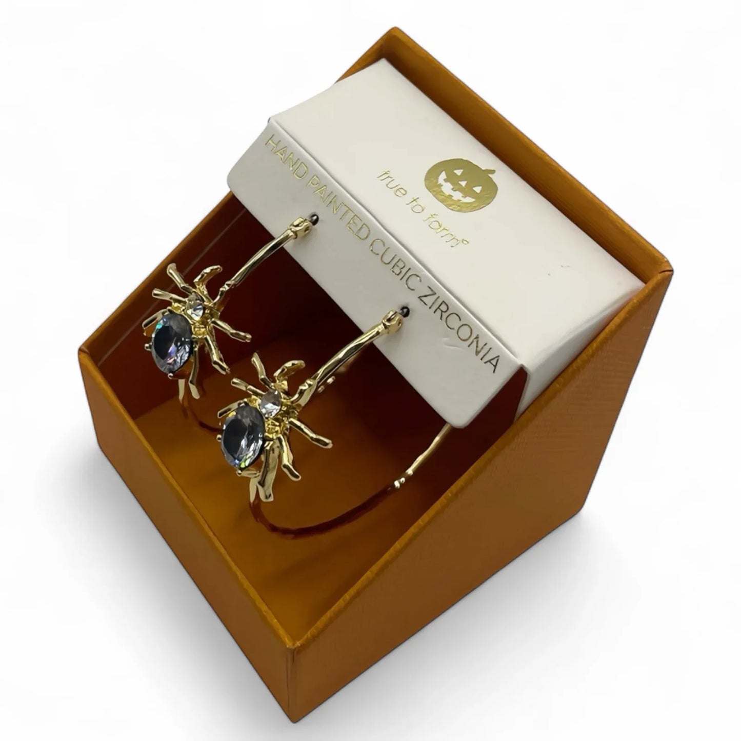Spider Earrings Hoops Pierced Cubic Zirconia Halloween Jewelry New Gift Box - Trendiez U ♥ 