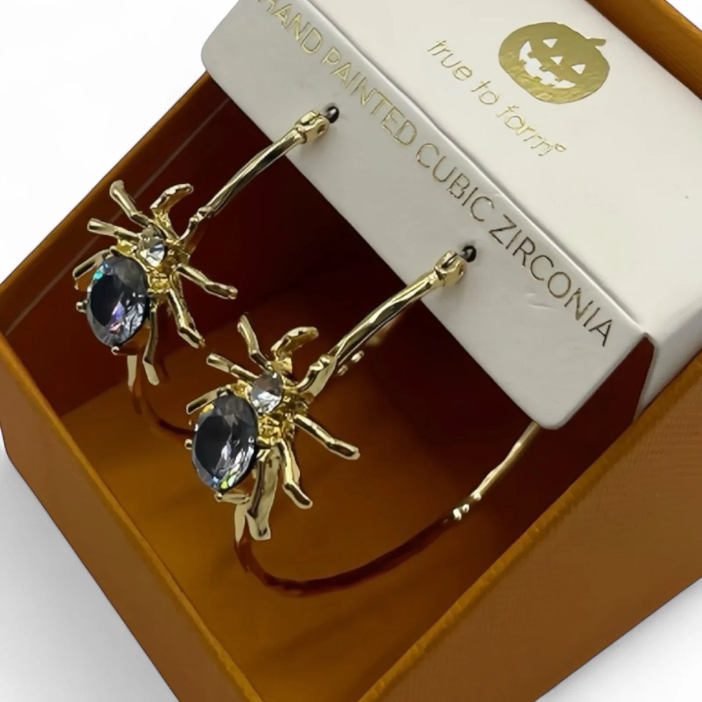 Spider Earrings Hoops Pierced Cubic Zirconia Halloween Jewelry New Gift Box - Trendiez U ♥ 