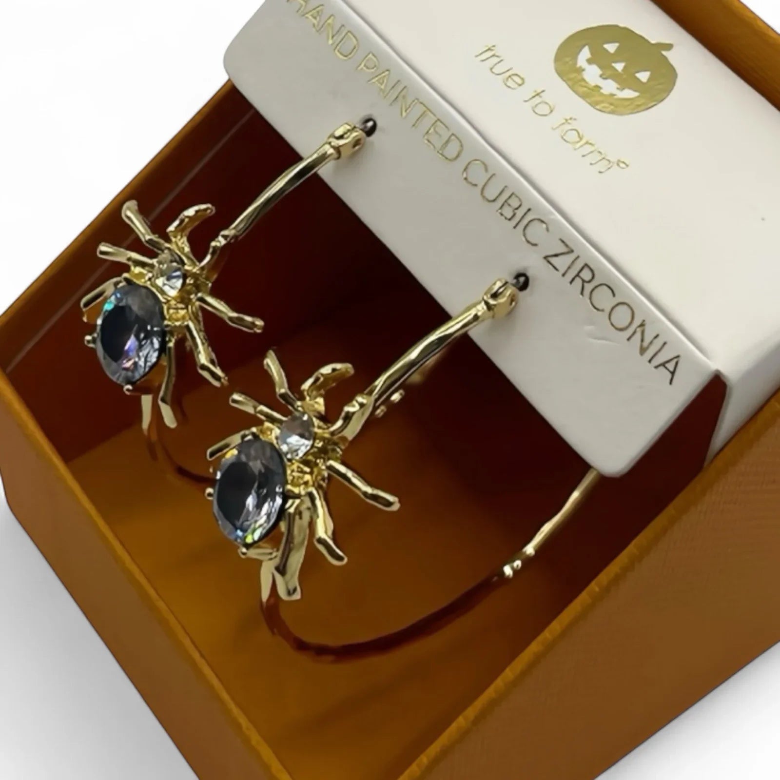 Spider Earrings Hoops Pierced Cubic Zirconia Halloween Jewelry New Gift Box - Trendiez U ♥ 