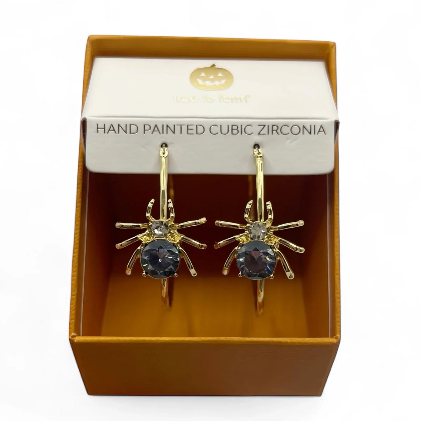 Spider Earrings Hoops Pierced Cubic Zirconia Halloween Jewelry New Gift Box - Trendiez U ♥ 