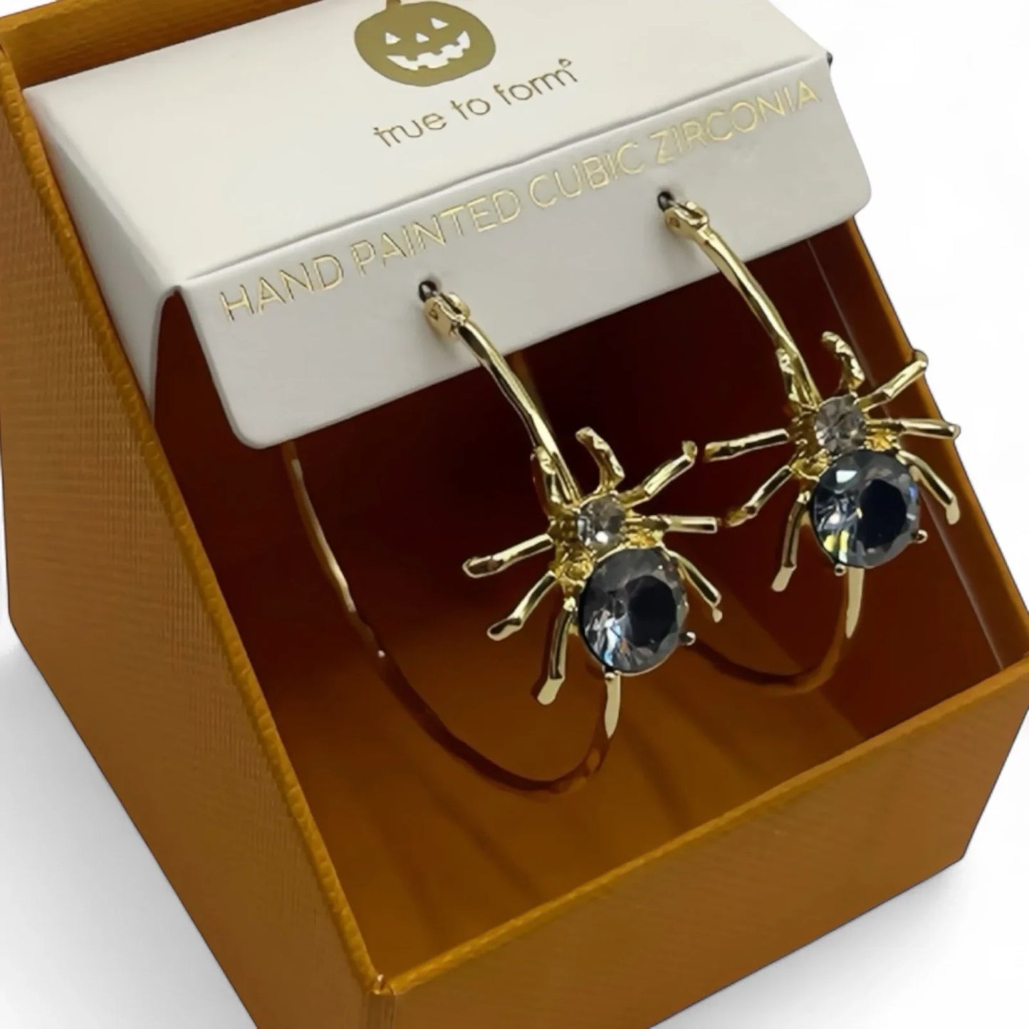 Spider Earrings Hoops Pierced Cubic Zirconia Halloween Jewelry New Gift Box - Trendiez U ♥ 