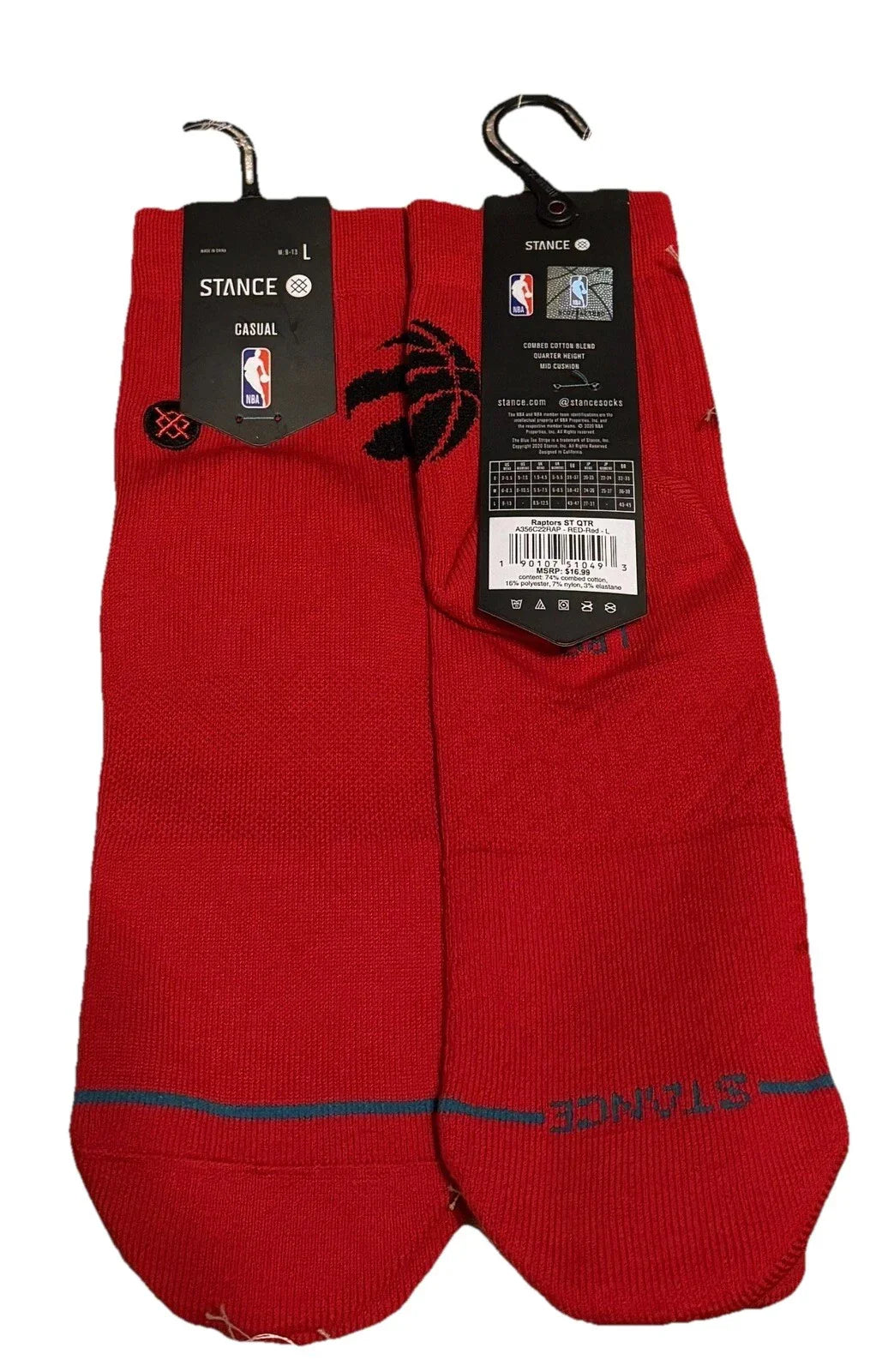 Stance NBA Toronto Raptors Stance Logo Quarter Socks NWT Men's Size L 2pk - Trendiez U ♥ 
