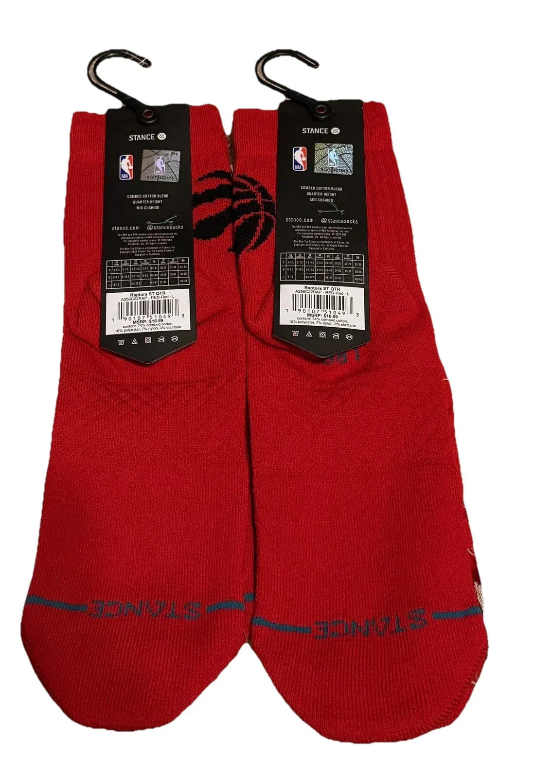 Stance NBA Toronto Raptors Stance Logo Quarter Socks NWT Men's Size L 2pk - Trendiez U ♥ 
