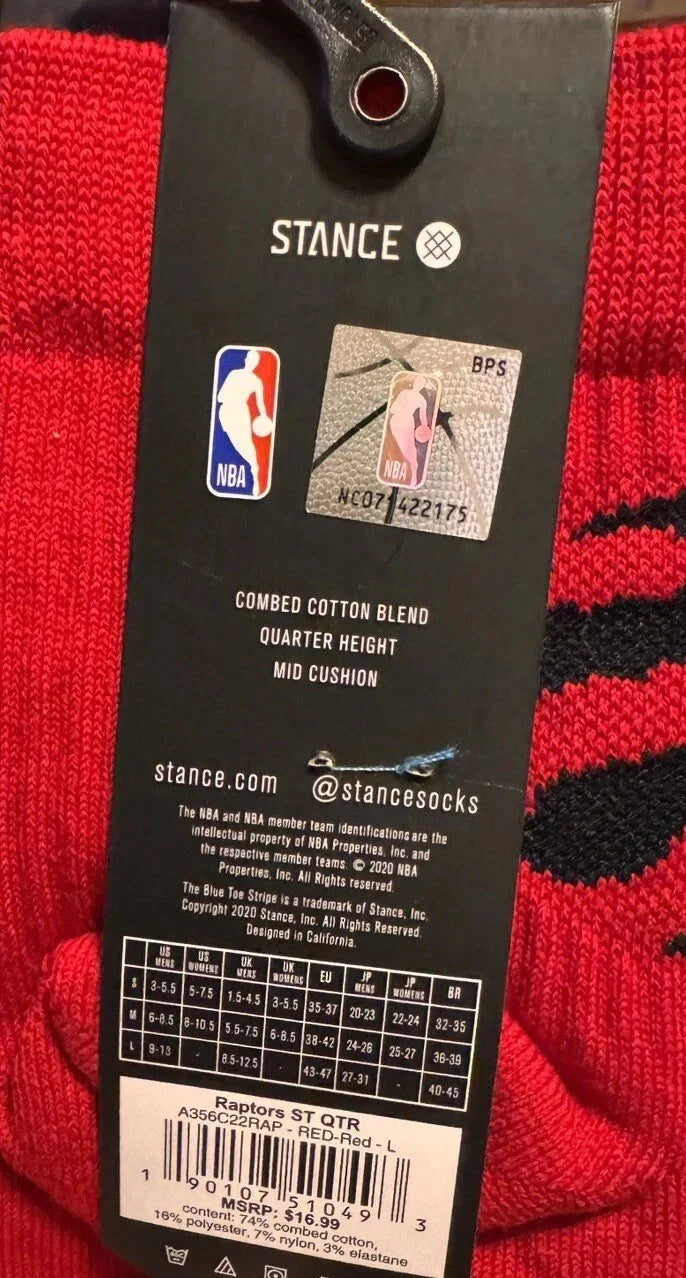 Stance NBA Toronto Raptors Stance Logo Quarter Socks NWT Men's Size L 2pk - Trendiez U ♥ 