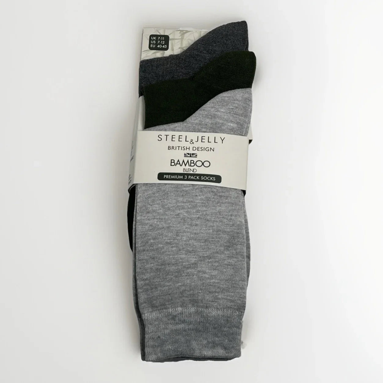 Steel & Jelly Bamboo Blend Socks – 3-Pair Pack, Dark Gray & Green Premium Comfort - Trendiez U ♥ 