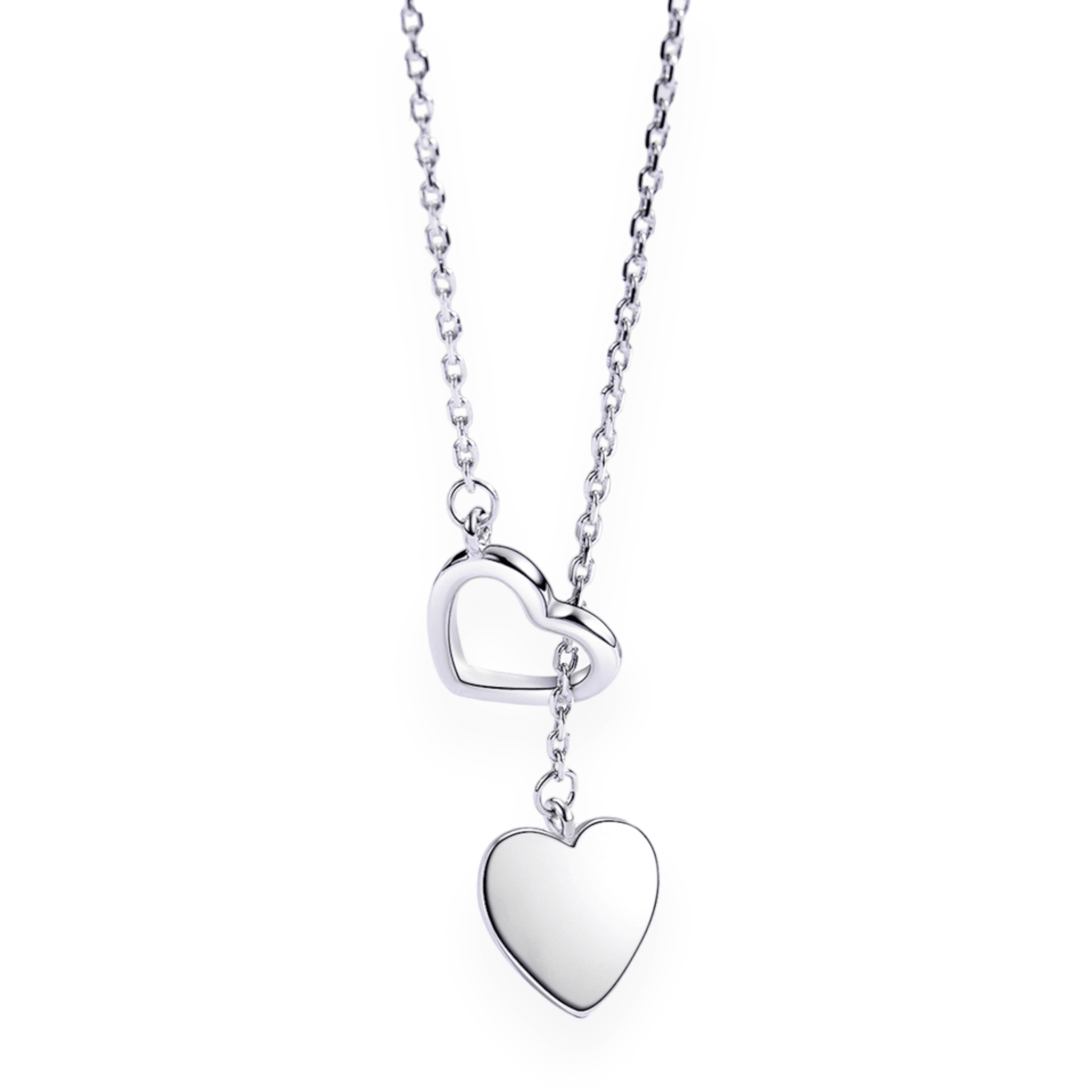 Sterling Silver Double Heart Necklace - Trendiez U ♥ 