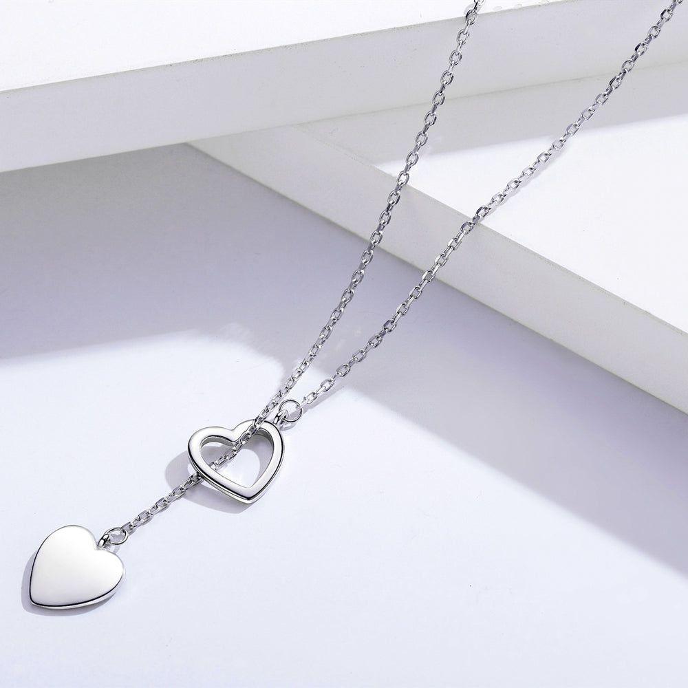 Sterling Silver Double Heart Necklace - Trendiez U ♥ 