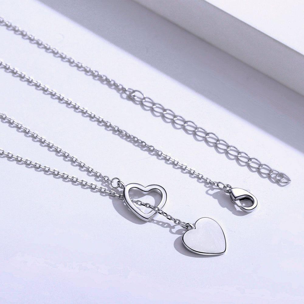 Sterling Silver Double Heart Necklace - Trendiez U ♥ 