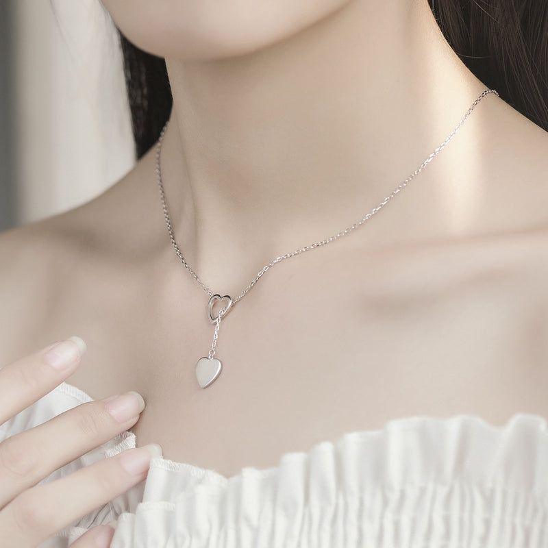 Sterling Silver Double Heart Necklace - Trendiez U ♥ 