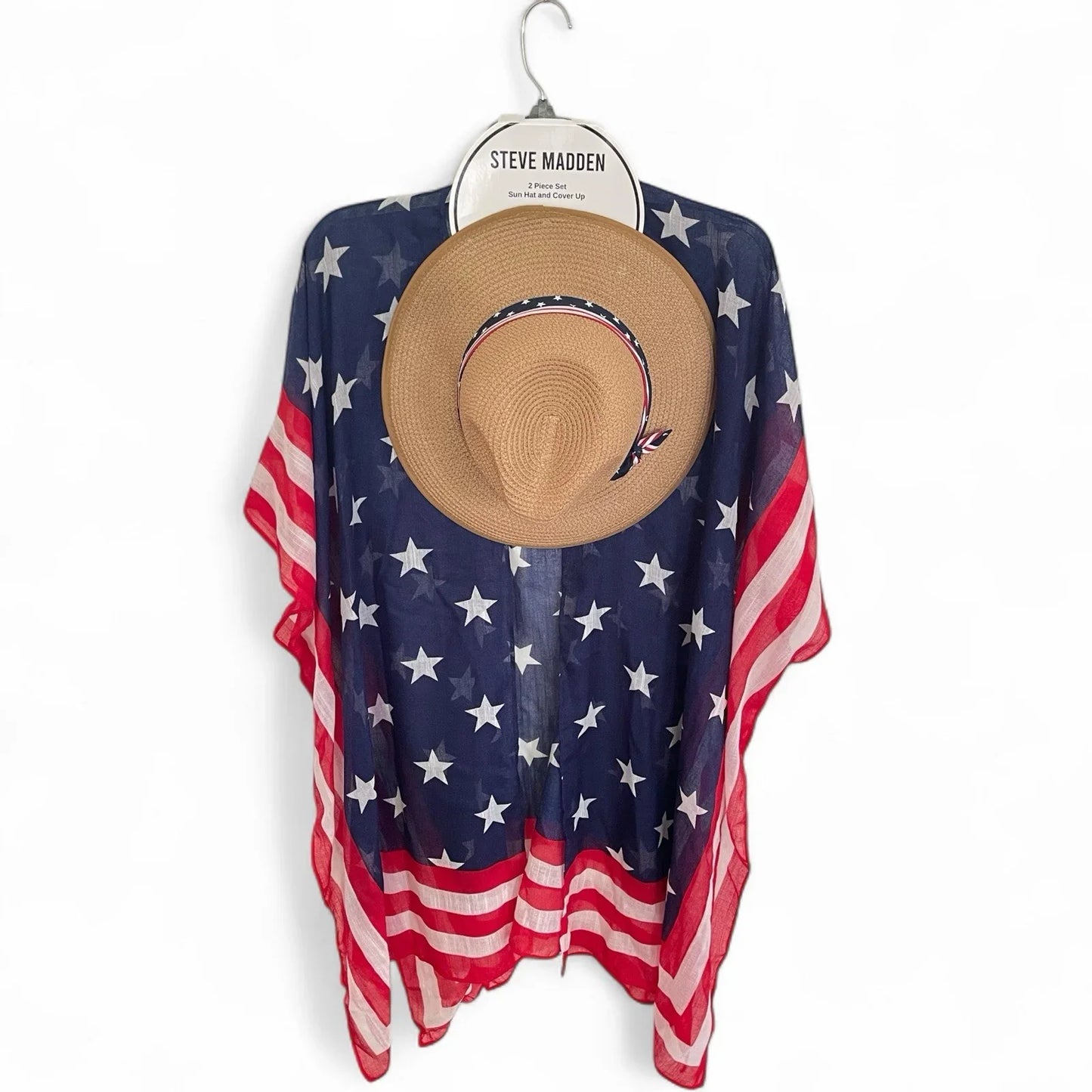 Steve Madden Beach Coverup Kimono With Hat 4th Of July Patriotic American Flag - Trendiez U ♥ 