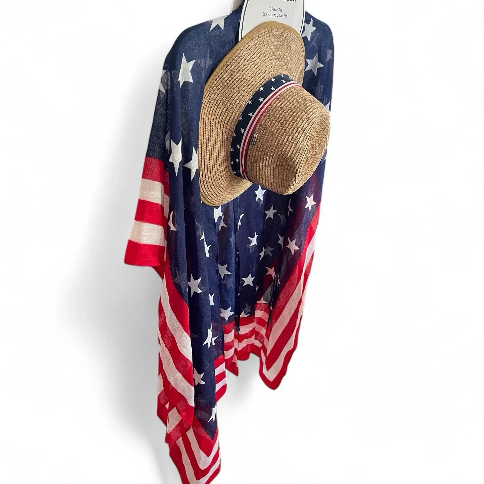 Steve Madden Beach Coverup Kimono With Hat 4th Of July Patriotic American Flag - Trendiez U ♥ 