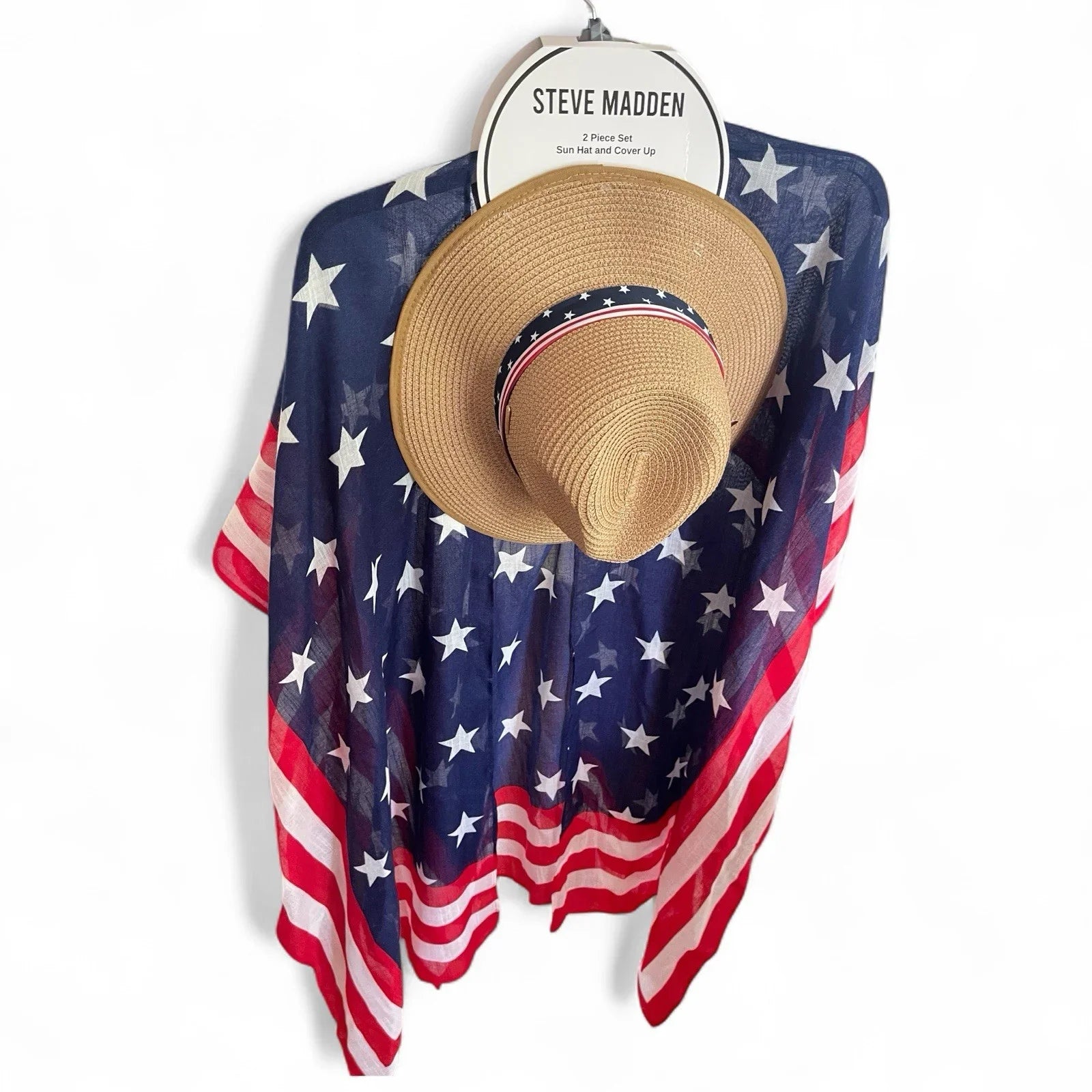 Steve Madden Beach Coverup Kimono With Hat 4th Of July Patriotic American Flag - Trendiez U ♥ 