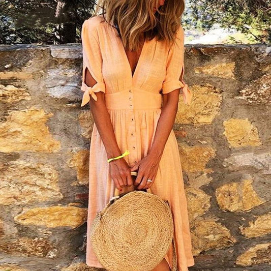 Sunny Daydream Linen Midi Dress - Trendiez U ♥ 