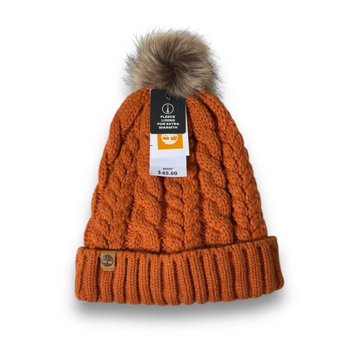 Timberland Hat Womens Auburn Cable Knit Fleece Lined Knit Snow Winter Beanie - Trendiez U ♥ 