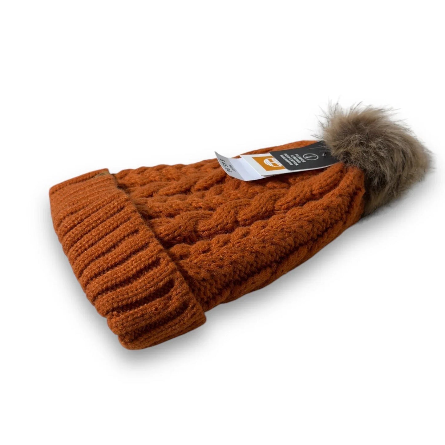 Timberland Hat Womens Auburn Cable Knit Fleece Lined Knit Snow Winter Beanie - Trendiez U ♥ 