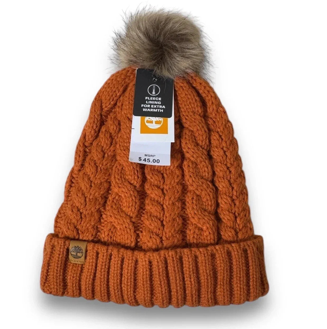 Timberland Hat Womens Auburn Cable Knit Fleece Lined Knit Snow Winter Beanie - Trendiez U ♥ 