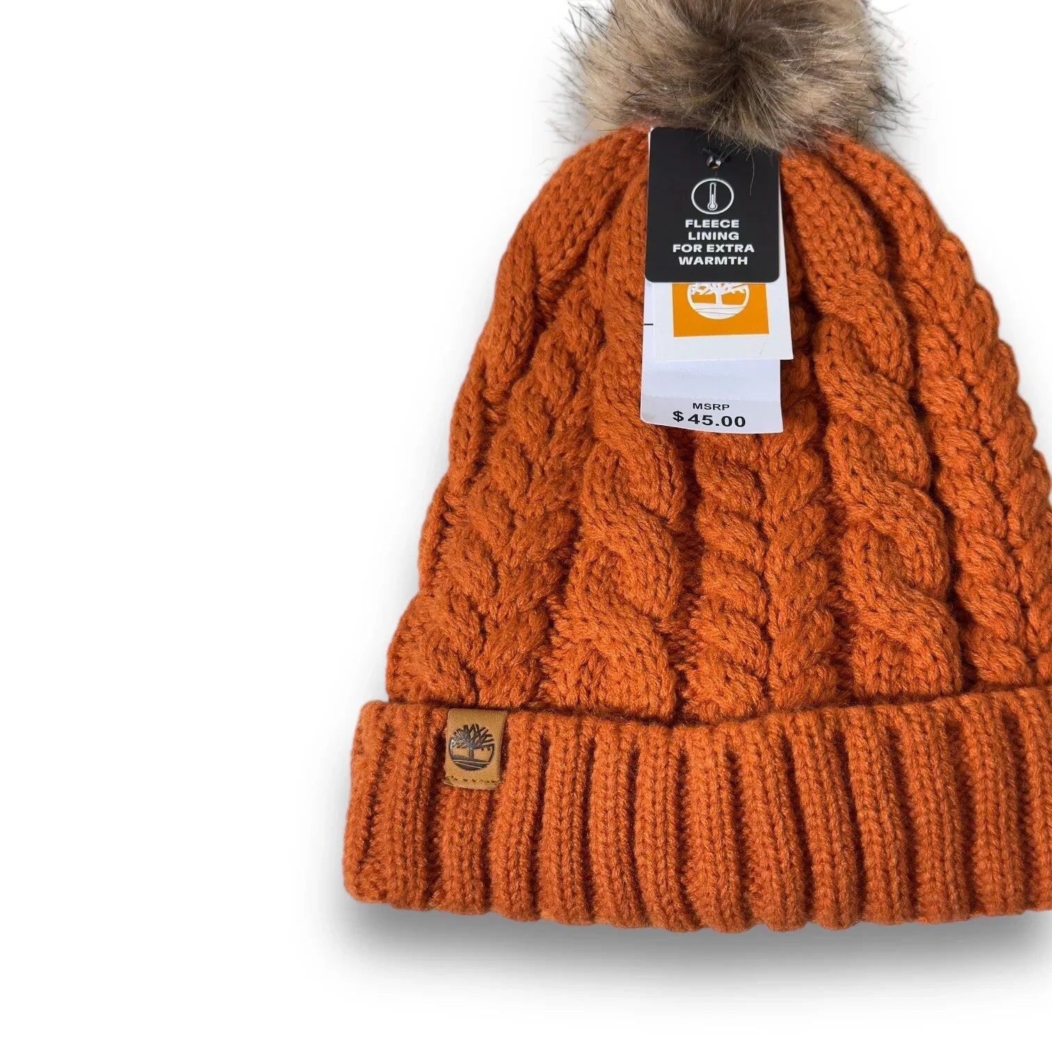 Timberland Hat Womens Auburn Cable Knit Fleece Lined Knit Snow Winter Beanie - Trendiez U ♥ 