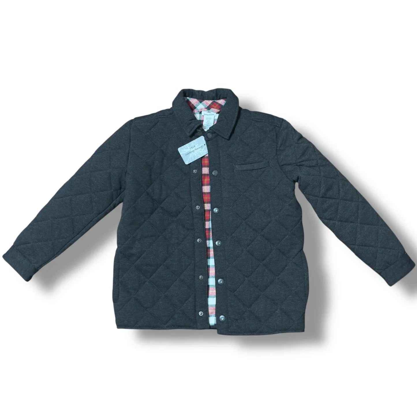 Tommy Bahama Big Boys Black Snap Quilted Flannel Lined Winter Jacket L 10/12 - Trendiez U ♥ 