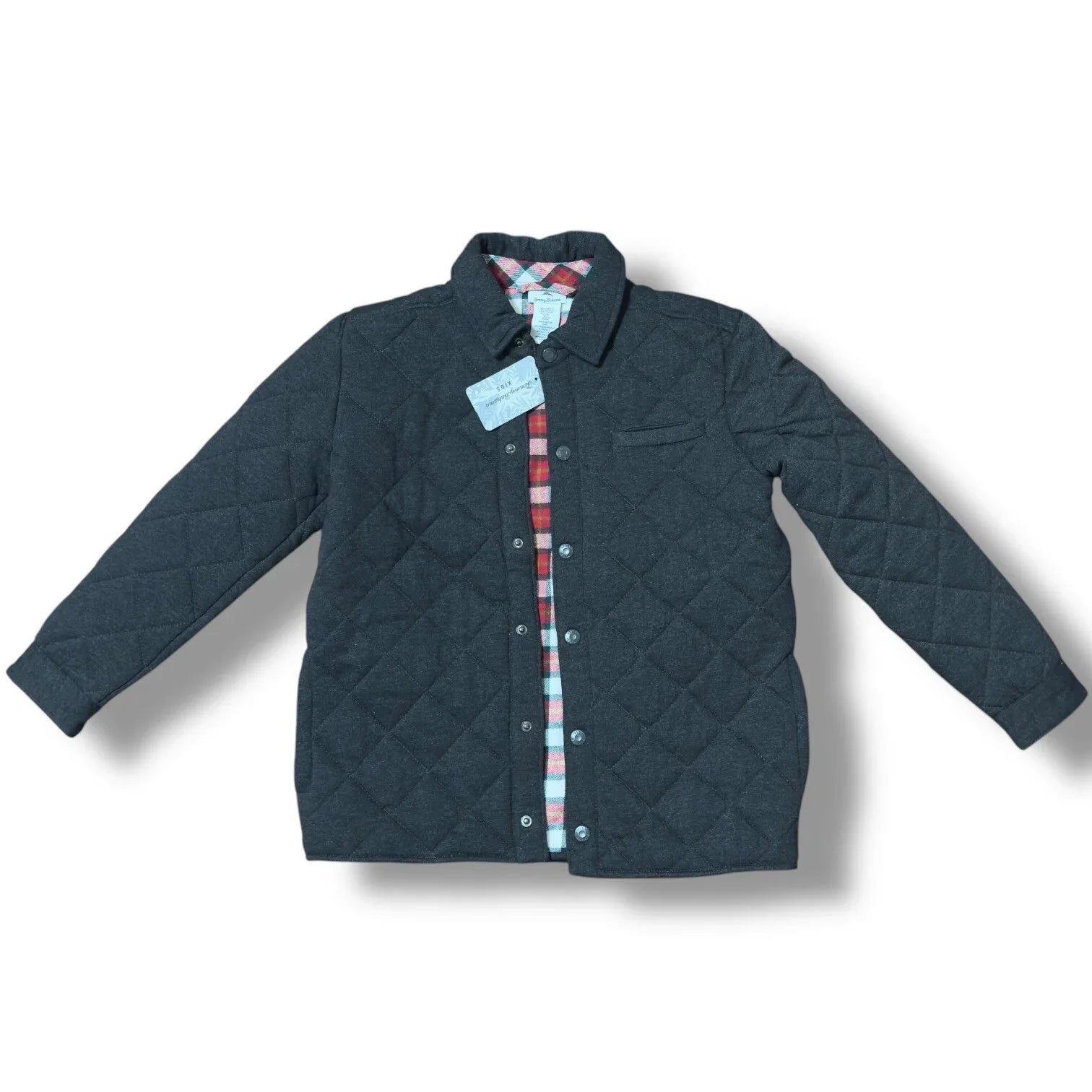 Tommy Bahama Big Boys Black Snap Quilted Flannel Lined Winter Jacket L 10/12 - Trendiez U ♥ 