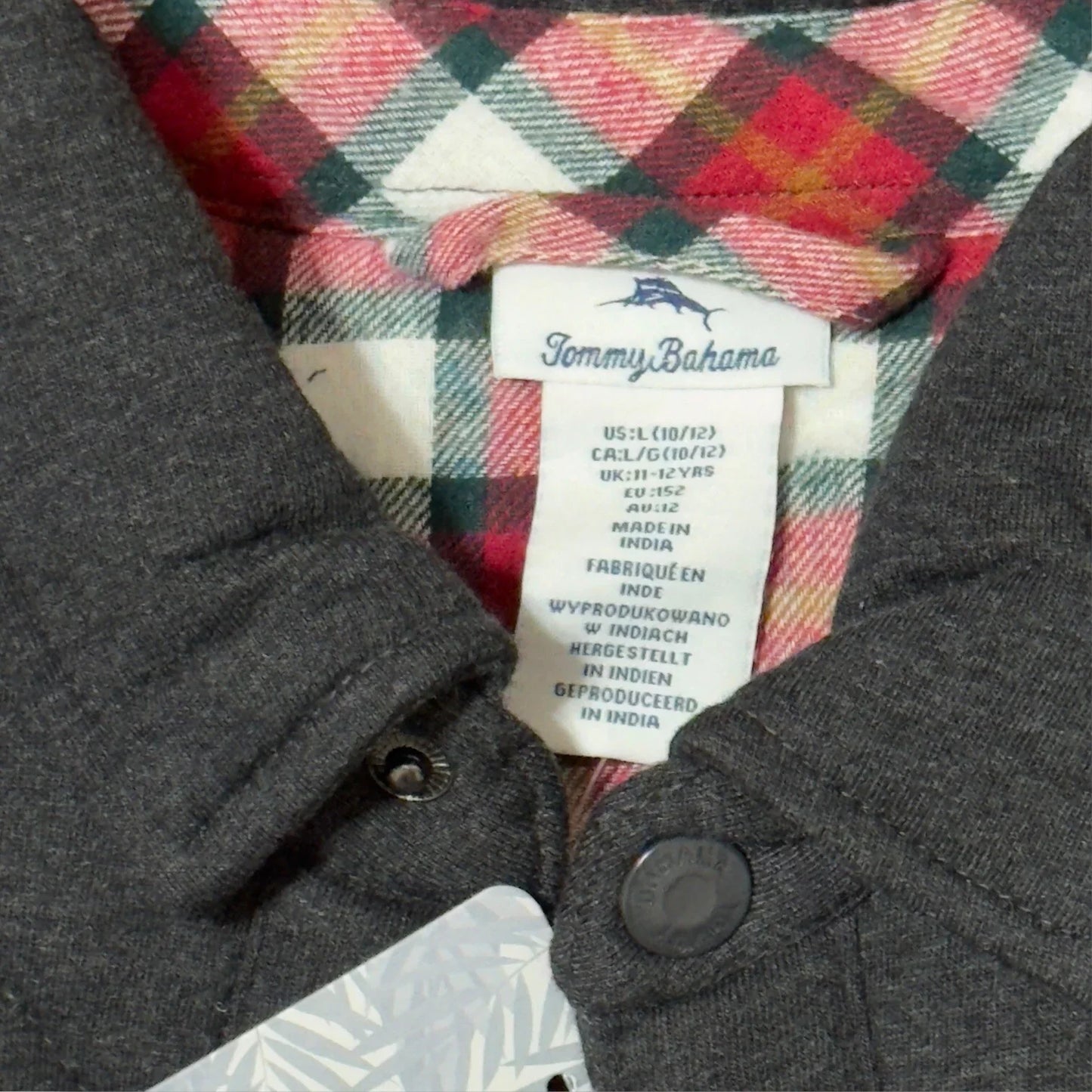 Tommy Bahama Big Boys Black Snap Quilted Flannel Lined Winter Jacket L 10/12 - Trendiez U ♥ 