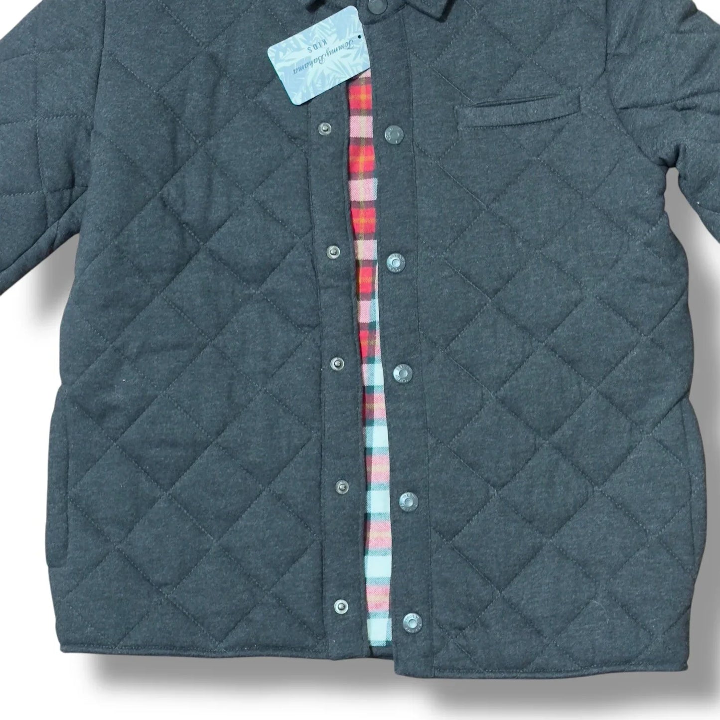Tommy Bahama Big Boys Black Snap Quilted Flannel Lined Winter Jacket L 10/12 - Trendiez U ♥ 