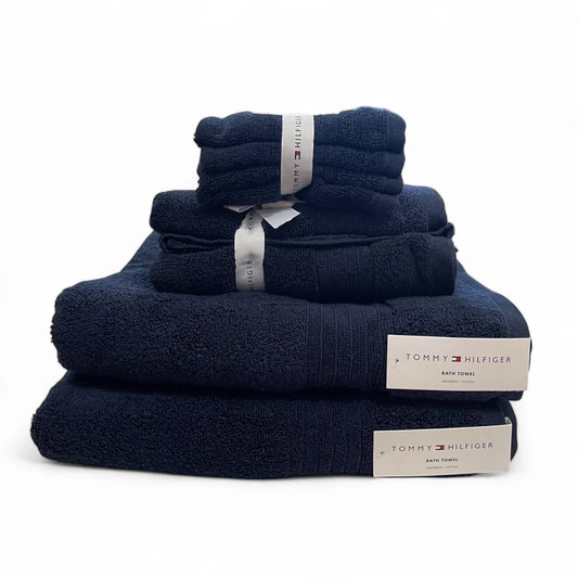 Tommy Hilfiger 8-Piece Bath Towel Set – Blue, 100% Cotton - Trendiez U ♥ 