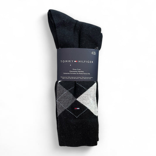Tommy Hilfiger Men’s Dress Crew Socks 4-pair Black/Gray Size 7-12 - Trendiez U ♥ 