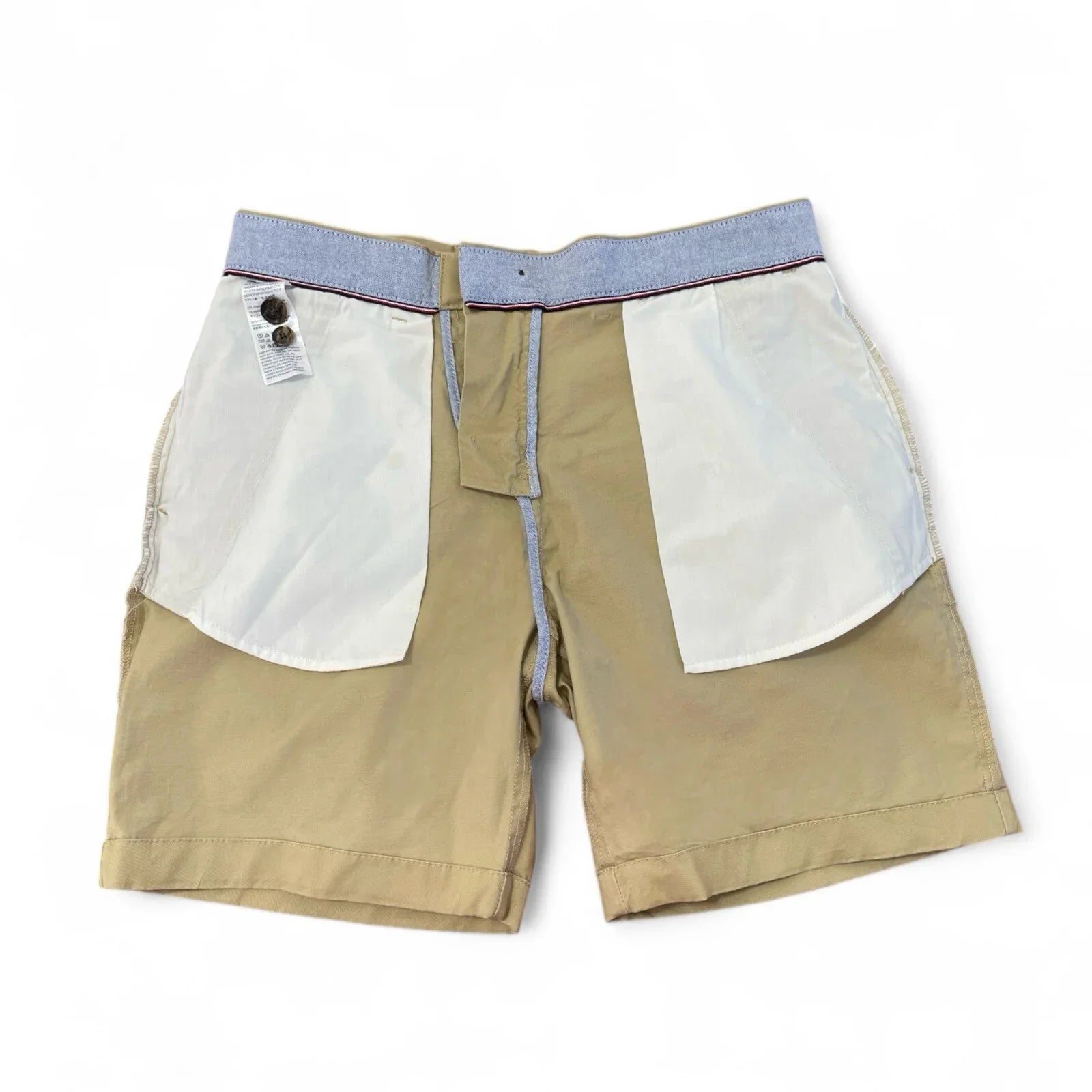 Tommy Hilfiger Men's Shorts Flat Front Casual Chino Bottoms Logo Beige Sz 31 NEW - Trendiez U ♥ 