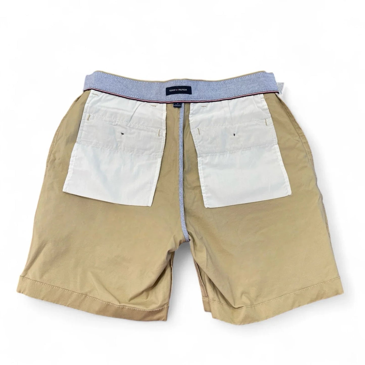 Tommy Hilfiger Men's Shorts Flat Front Casual Chino Bottoms Logo Beige Sz 31 NEW - Trendiez U ♥ 