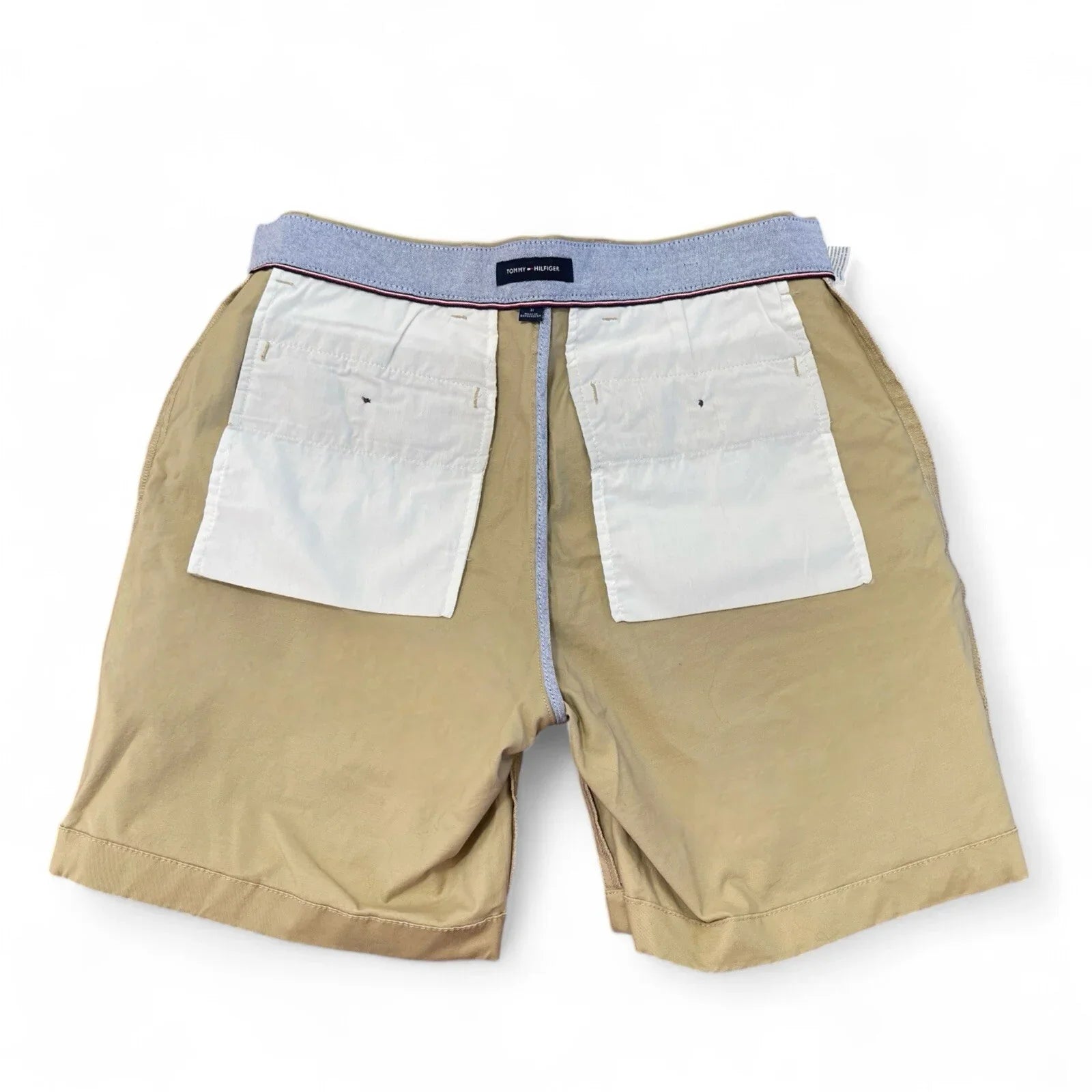 Tommy Hilfiger Men's Shorts Flat Front Casual Chino Bottoms Logo Beige Sz 31 NEW - Trendiez U ♥ 