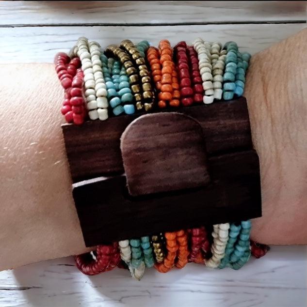 Tribal Harmony Wooden Beaded Bracelet - Trendiez U ♥ 