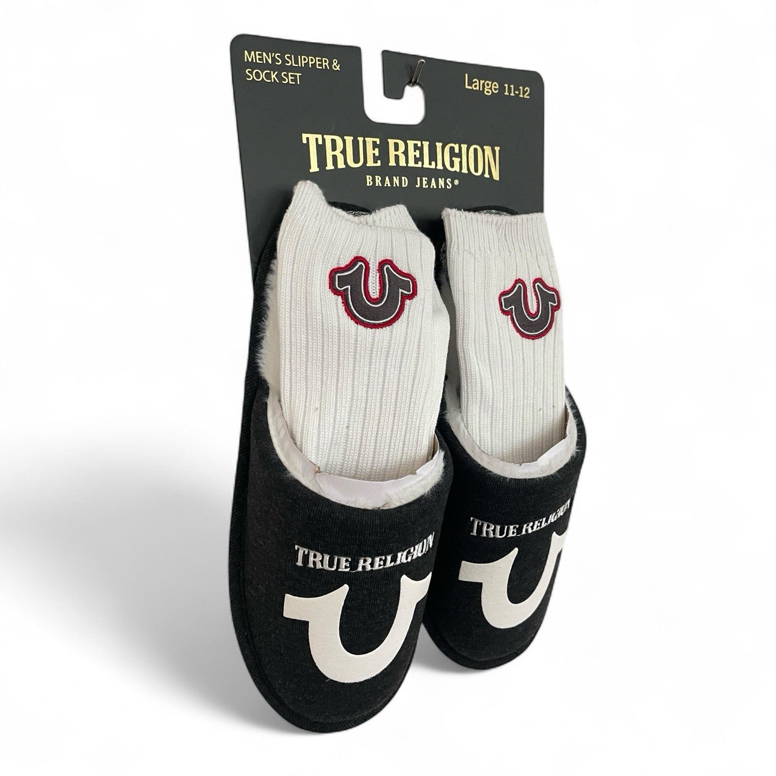 True Religion Men’s Slipper Sock Set Black and White Size 11-12 Embroidered New - Trendiez U ♥ 