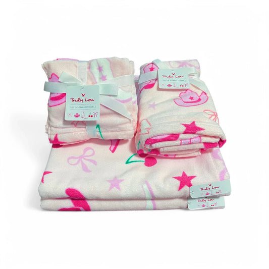 Truly Lou Pink Cowgirl Bath Towel Set - Trendiez U ♥ 