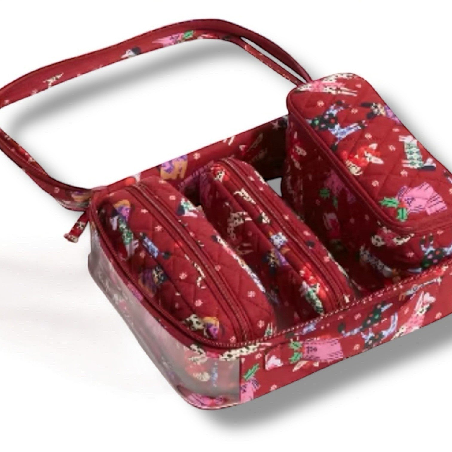 Vera Bradley Holiday Hounds Cosmetic Bag Set – 4 Piece Travel Gift - Trendiez U ♥ 