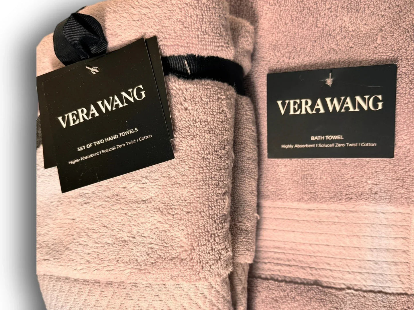 Vera Wang 3 Pc Bath Towel & Hand Towel Set Zero Twist Dusty Lavender Nwt - Trendiez U ♥ 