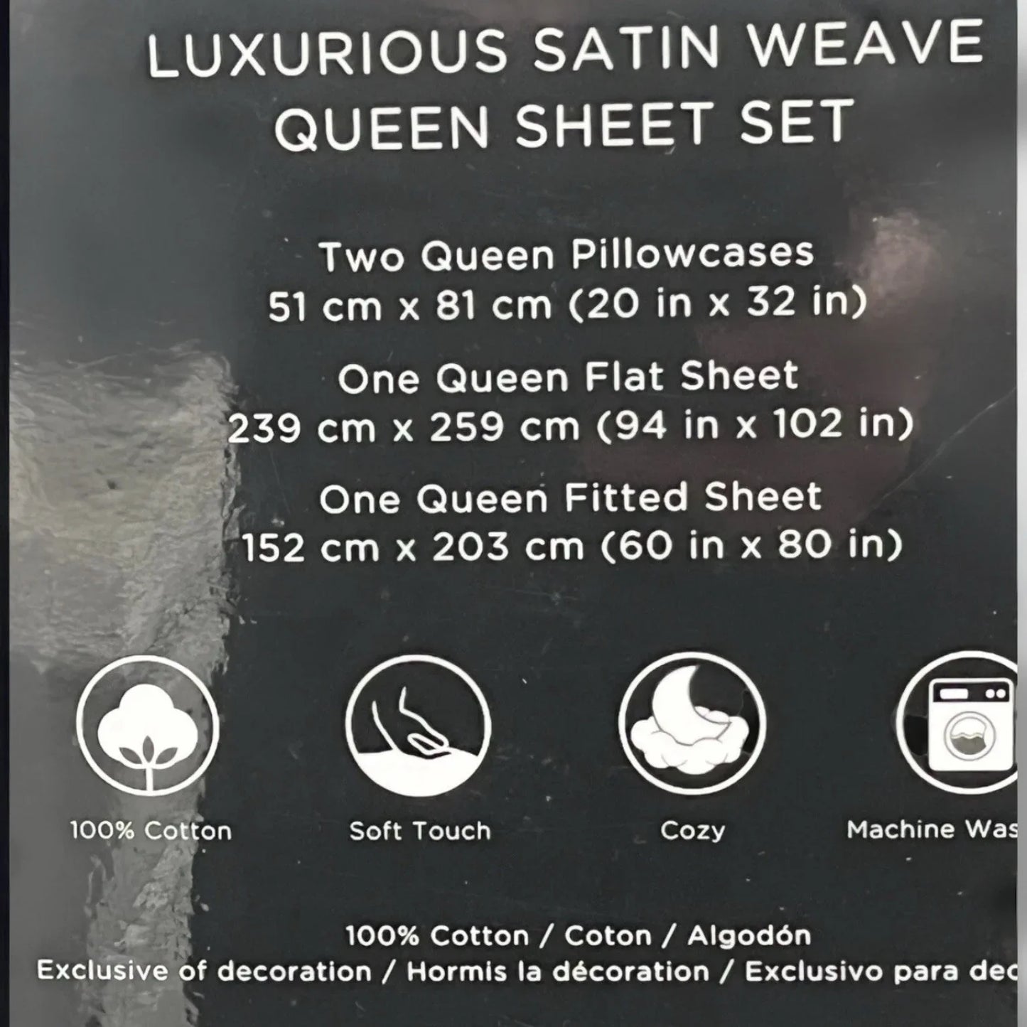 Vera Wang Luxurious Satin Weave Simple White Queen Sheet 4Pc Set 100% Cotton - Trendiez U ♥ 