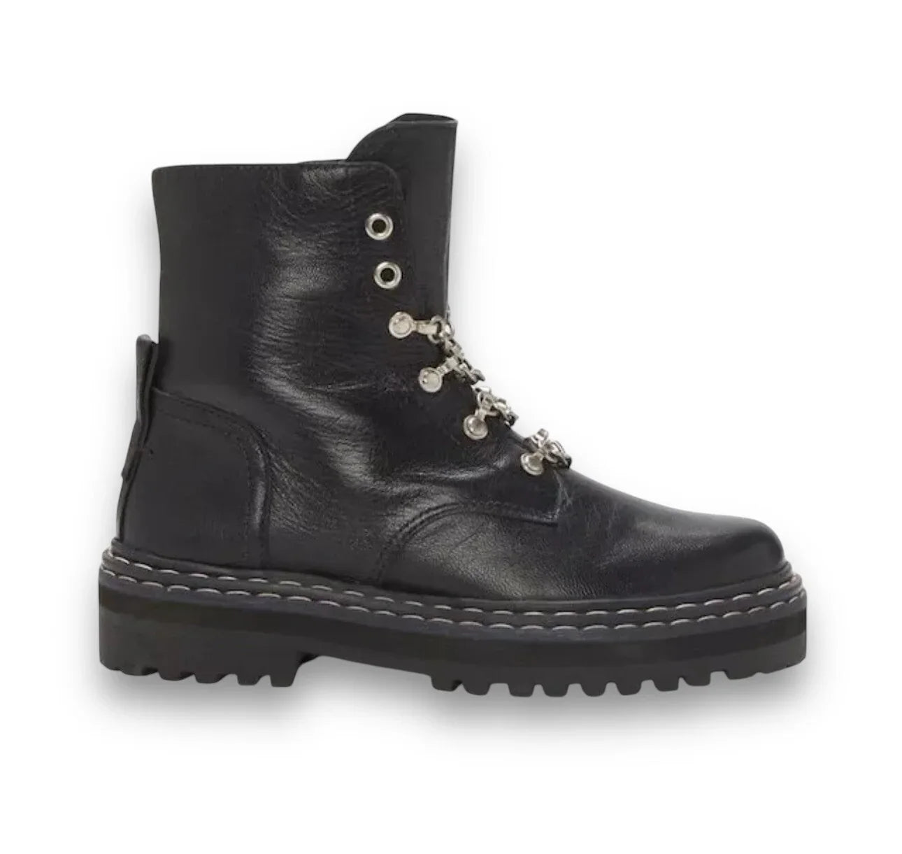 Vince Camuto Popinta Black Boot Soft Goat Side Zipper Rounded Toe Chain Detailed - Trendiez U ♥ 