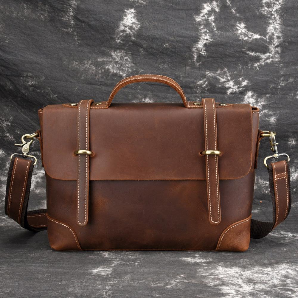 Vintage Leather Men's Shoulder Briefcase - Trendiez U ♥ 