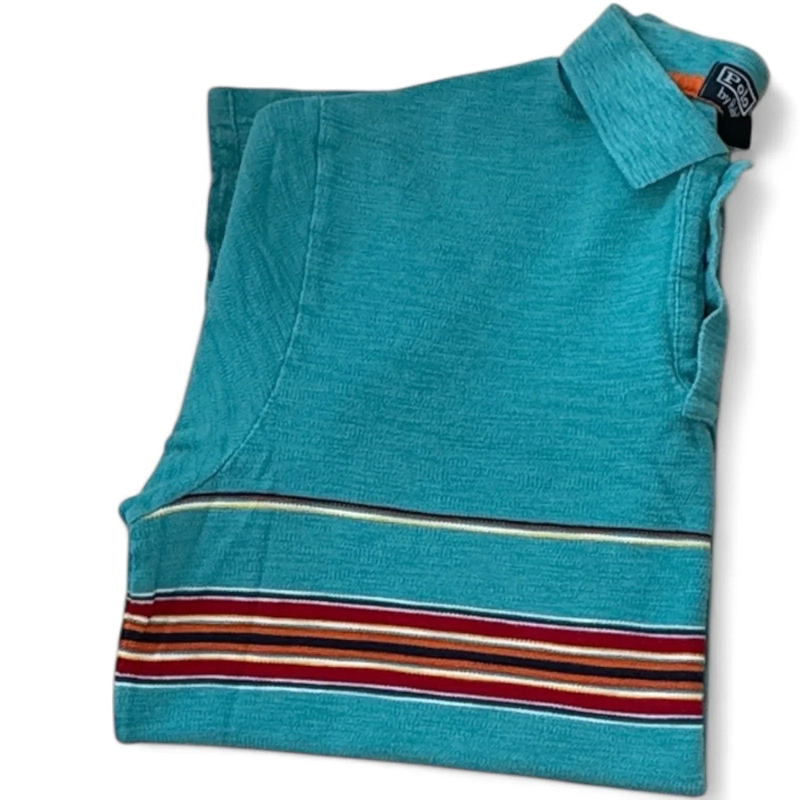Vintage POLO by Ralph Lauren Polo Shirt Men’s Large Turquoise Blue Stripes - Trendiez U ♥ 