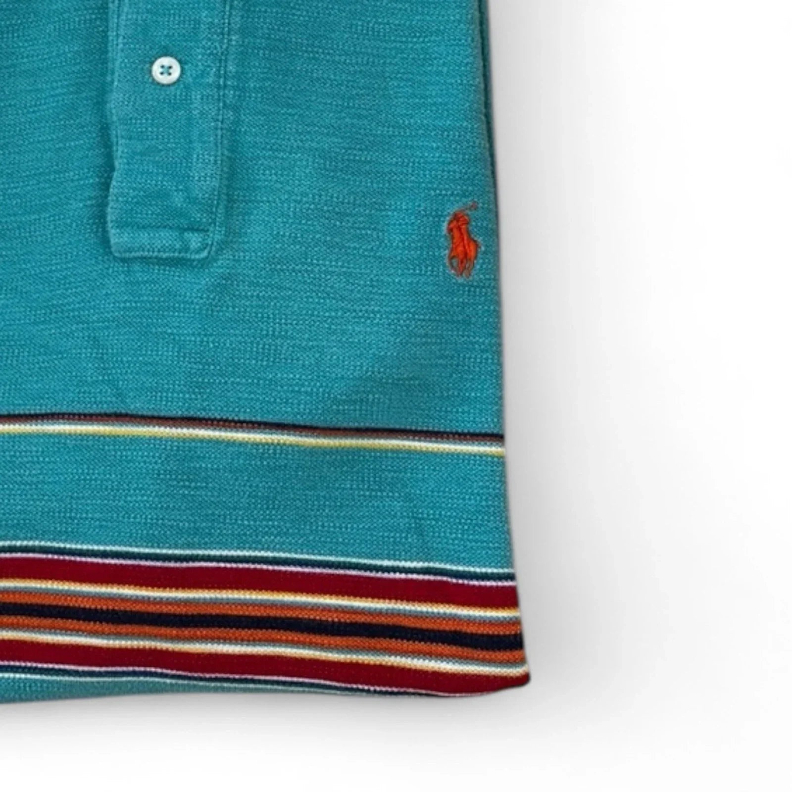 Vintage POLO by Ralph Lauren Polo Shirt Men’s Large Turquoise Blue Stripes - Trendiez U ♥ 