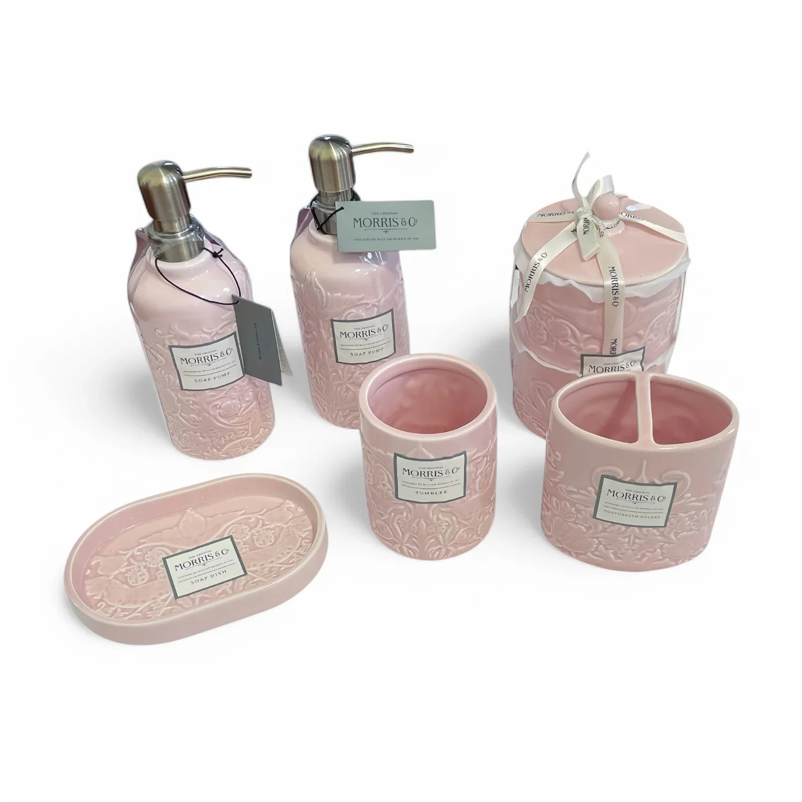 William Morris & Co~bathroom vanity set~6 pieces~Ceramic~Light PINK~NWT~ - Trendiez U ♥ 