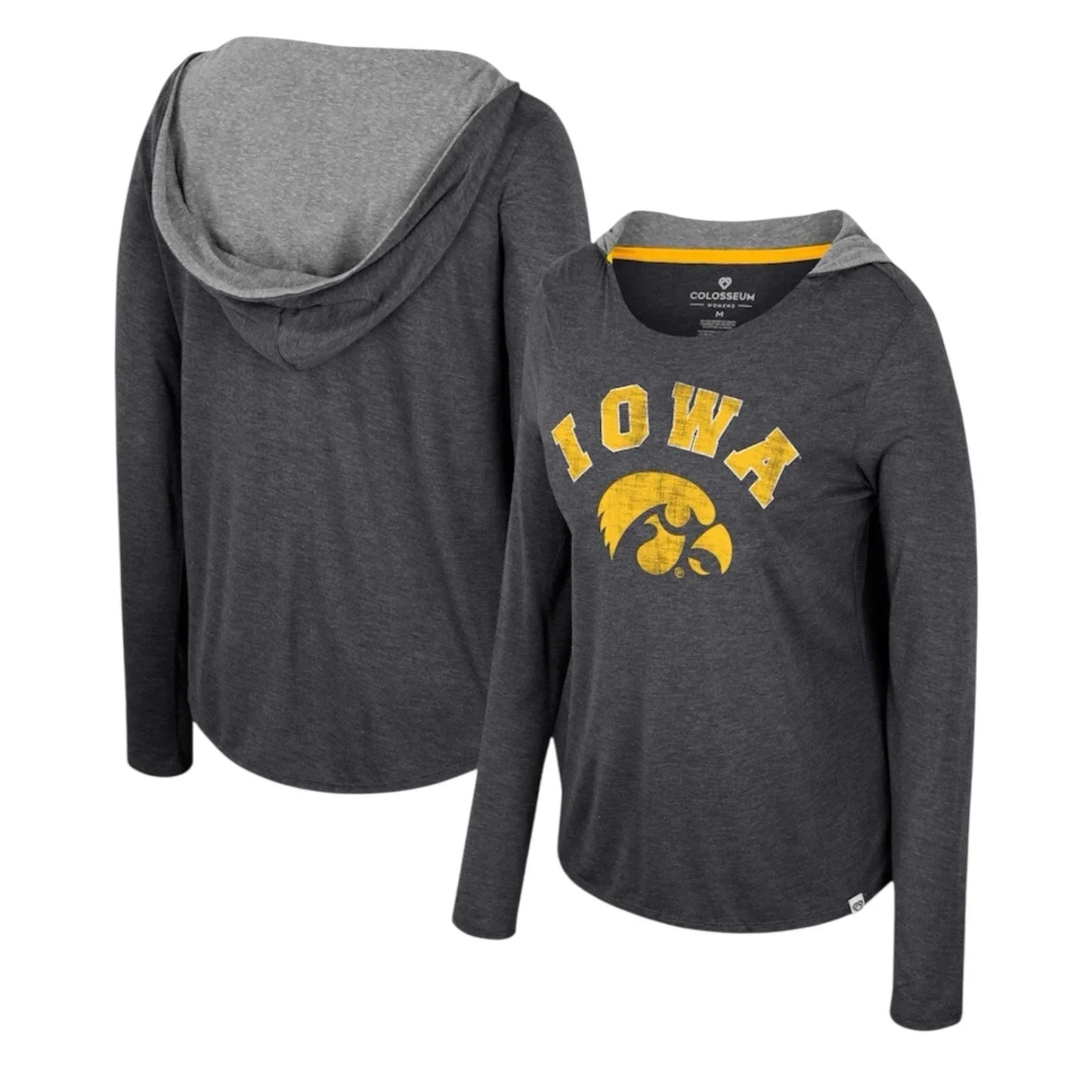 Women's Colosseum Black Iowa Hawkeyes Distressed Heather Long Sleeve Hoodie Sm - Trendiez U ♥ 