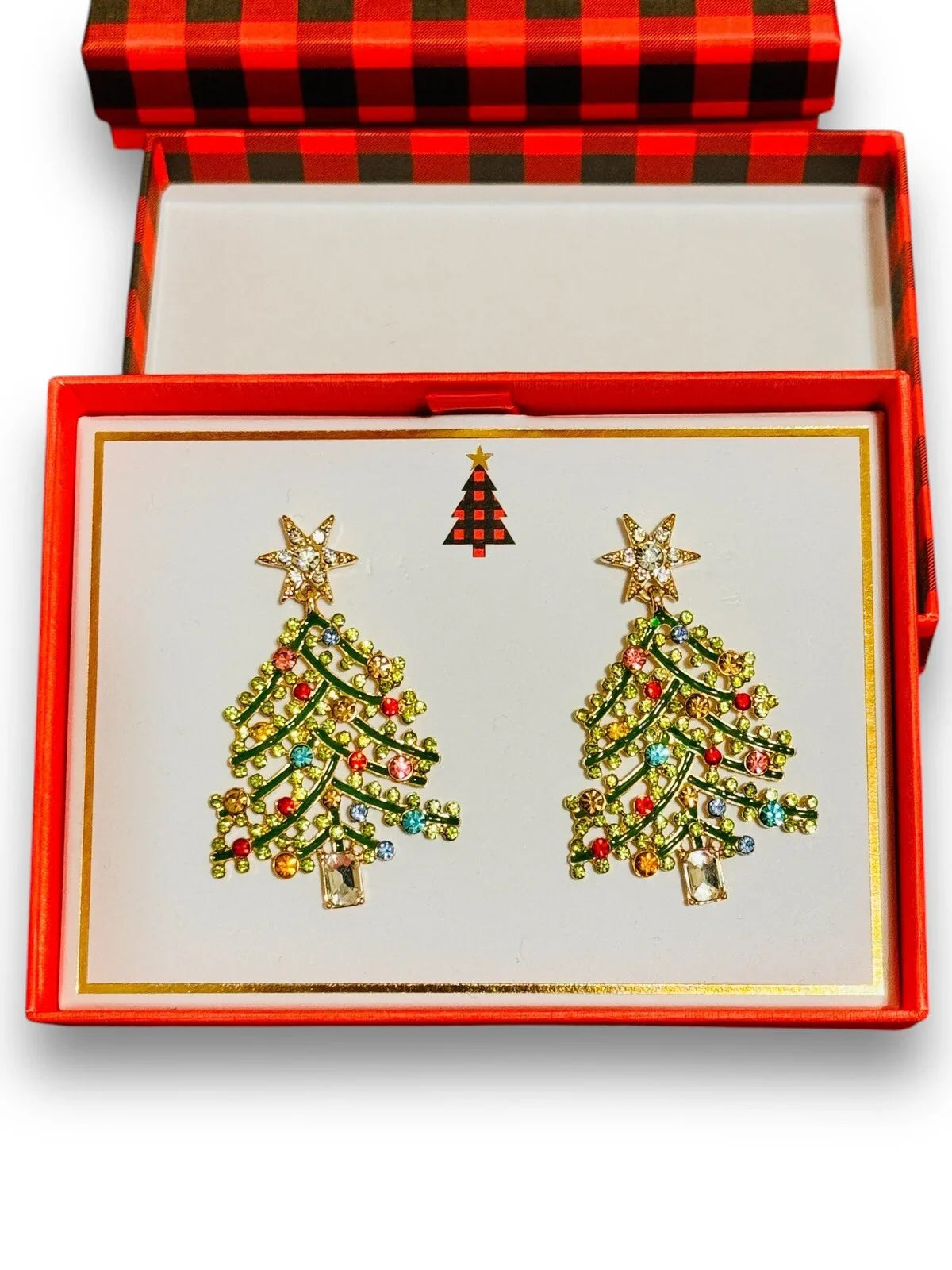 Womens Shimmering Sparkle Rhinestone Christmas Tree Statement Earrings Jewelry - Trendiez U ♥ 