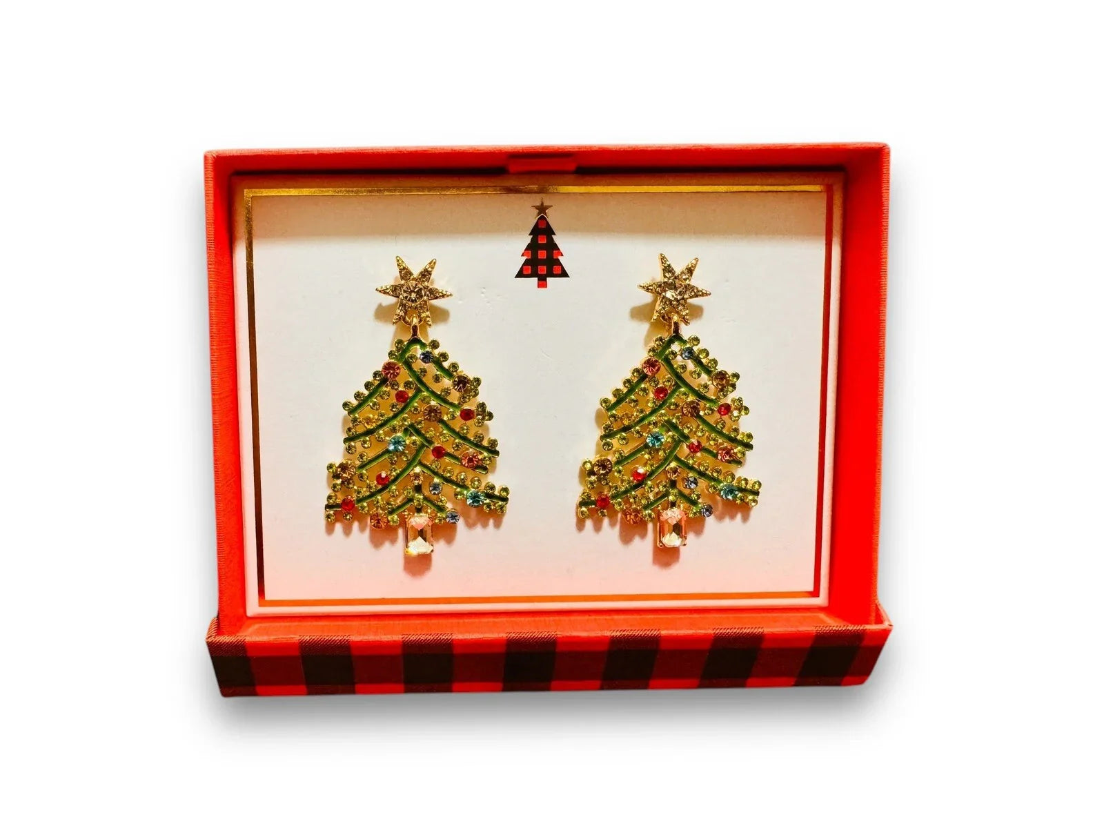 Womens Shimmering Sparkle Rhinestone Christmas Tree Statement Earrings Jewelry - Trendiez U ♥ 