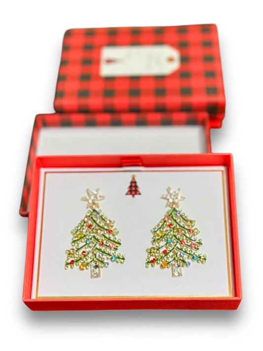 Womens Shimmering Sparkle Rhinestone Christmas Tree Statement Earrings Jewelry - Trendiez U ♥ 