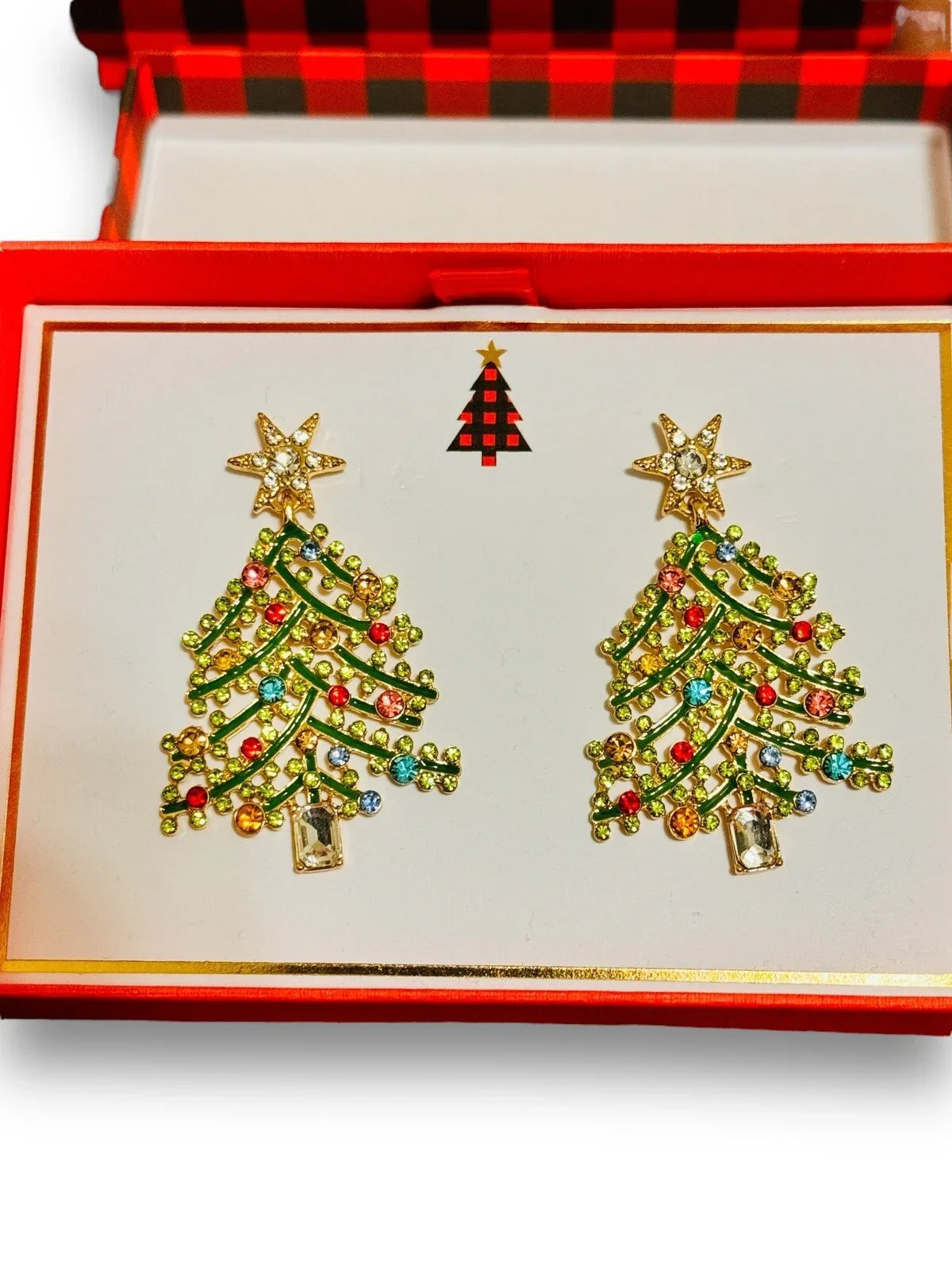 Womens Shimmering Sparkle Rhinestone Christmas Tree Statement Earrings Jewelry - Trendiez U ♥ 
